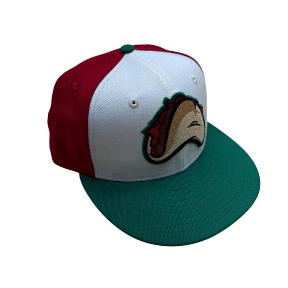 Fresno Grizzlies MiLB Taco Theme Night 59Fifty New Era Red/White/Green Sz 7 1/4 - Picture 11 of 13